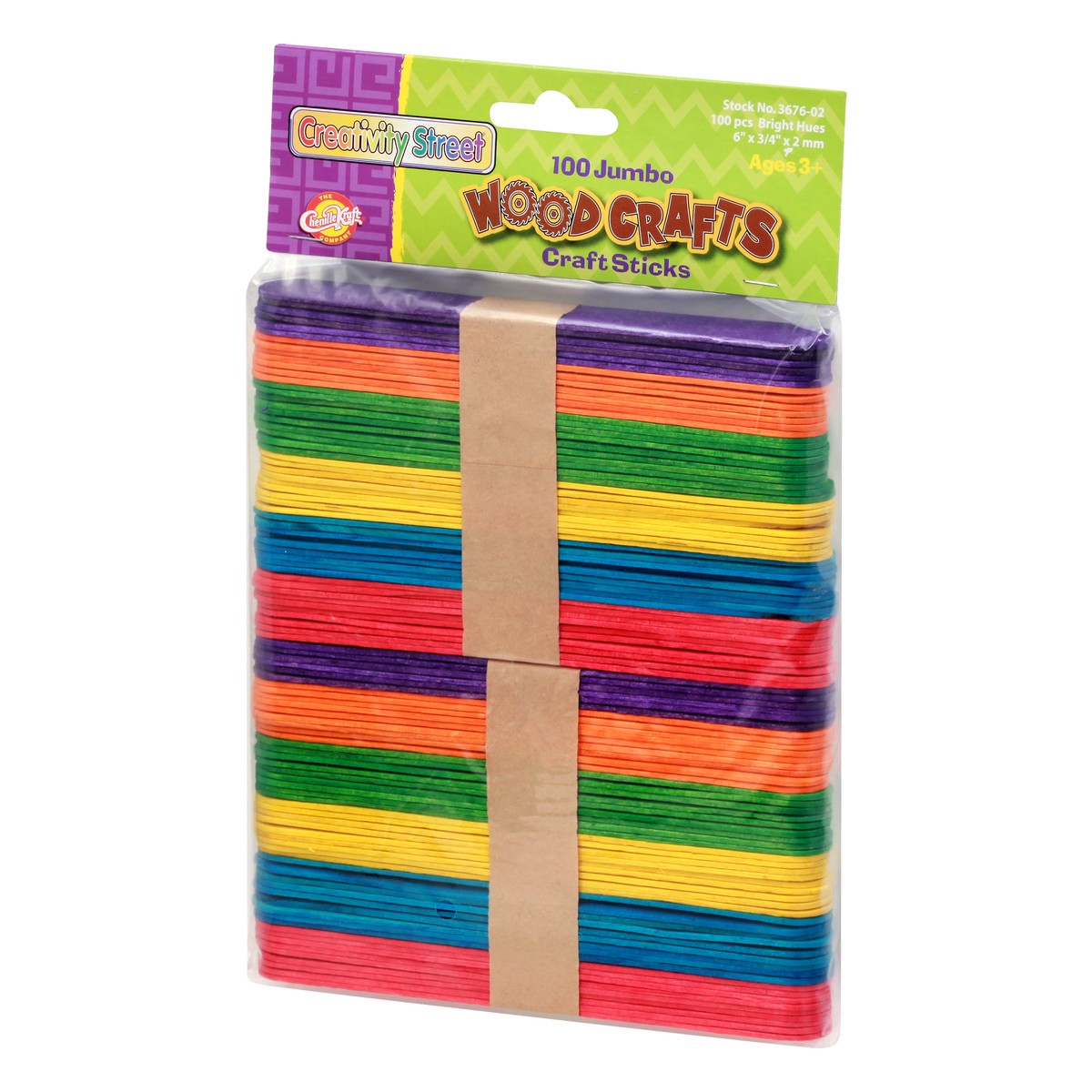 slide 3 of 9, Creativity Street Jumbo Craft Sticks, Bright Hues Assorted, 6" x 3/4", 100 Pieces, 100 pc