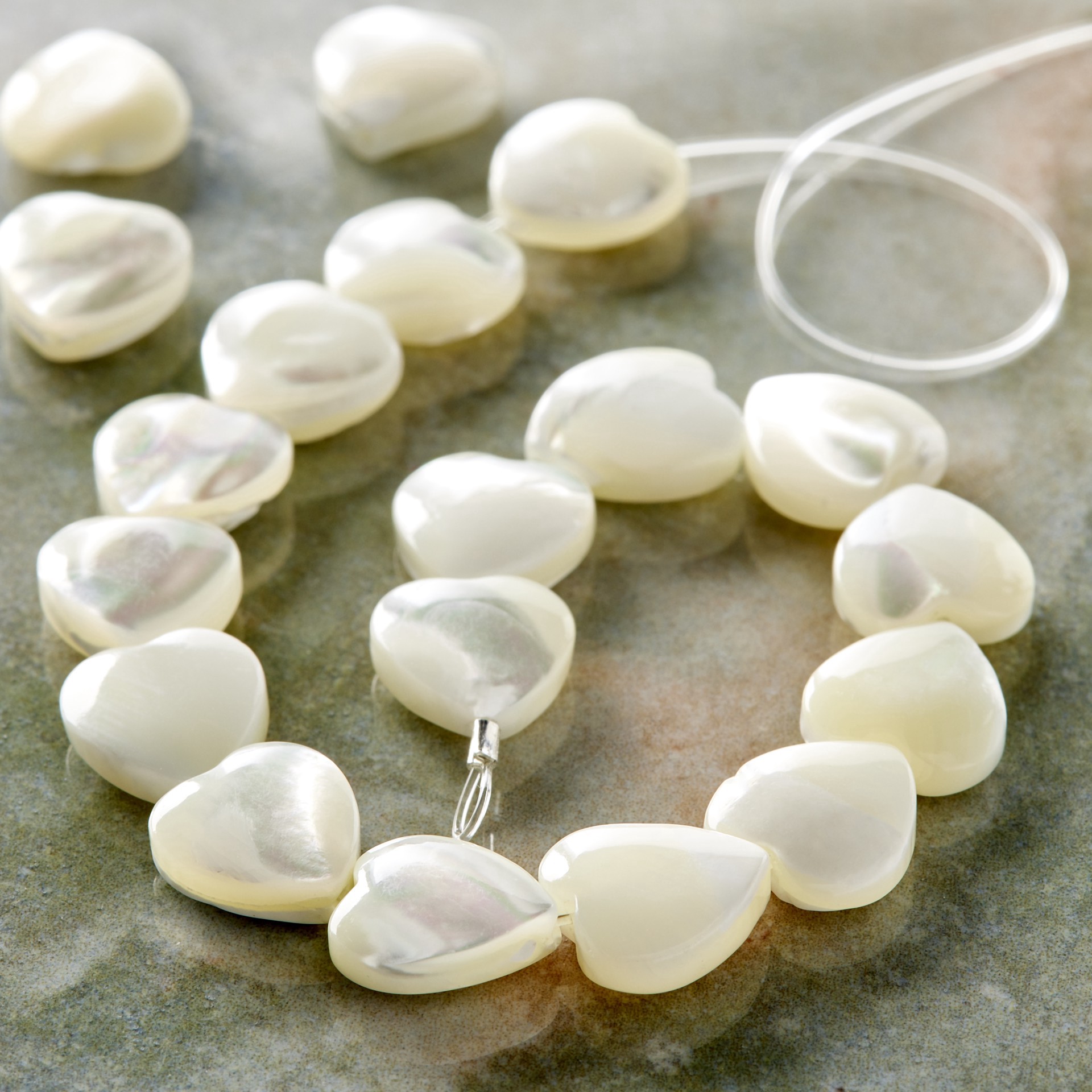 slide 3 of 3, Natural White Shell Heart Beads, 10mm By Bead Landing, 10mm