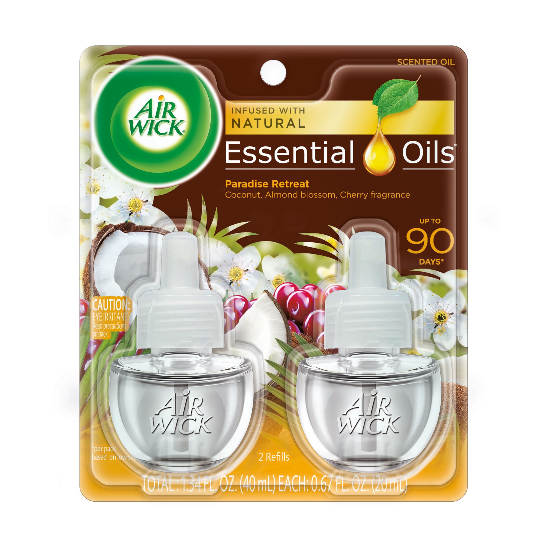 slide 1 of 6, Air Wick Life Scents Scented Oil Plug in Air Freshener Refills, Paradise Retreat With Coconut, Almond Blossom & Cherry Scent, 2 ct