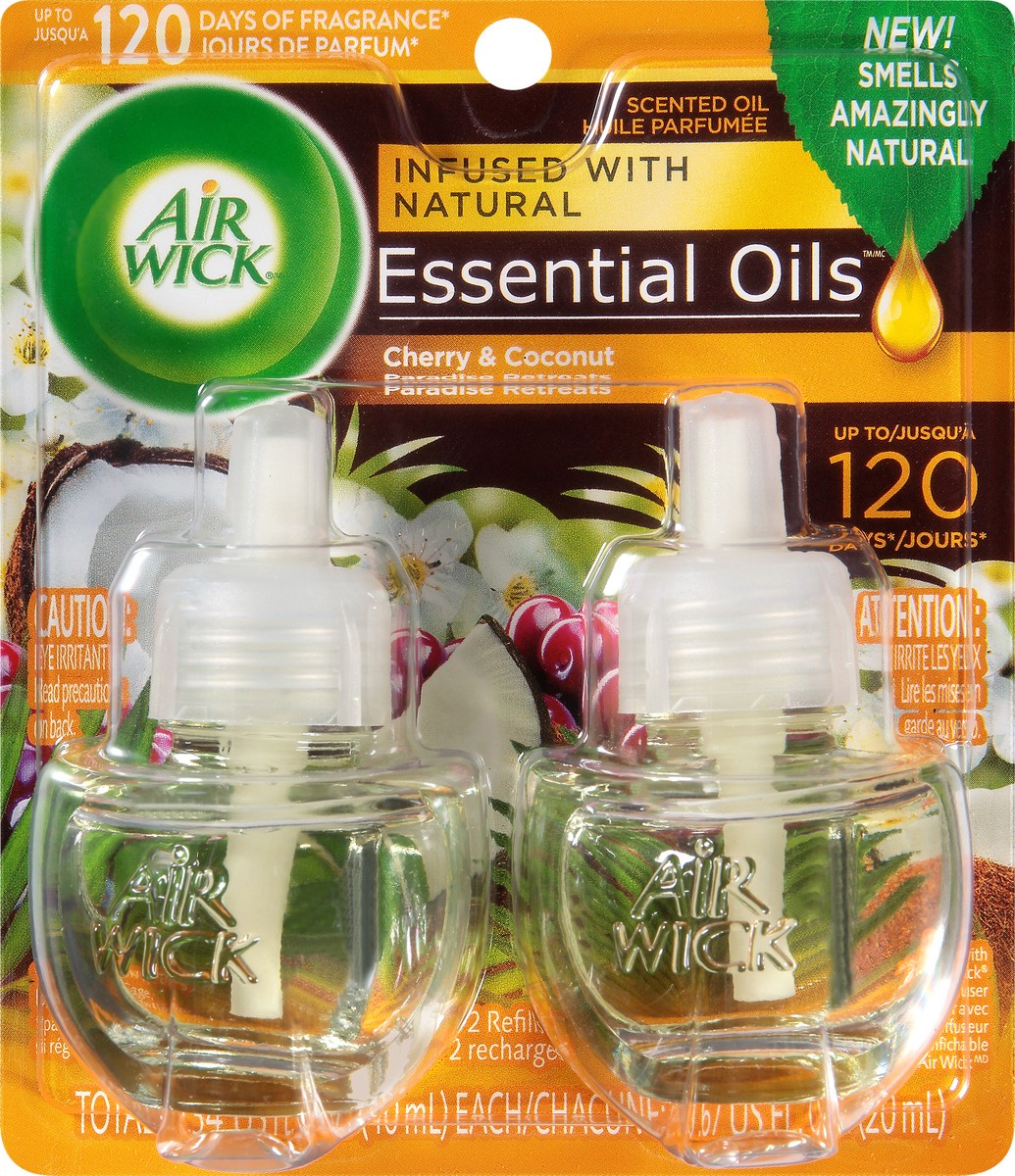 slide 6 of 9, Air Wick Life Scents Scented Oil Plug in Air Freshener Refills, Paradise Retreat With Coconut, Almond Blossom & Cherry Scent, 2 ct