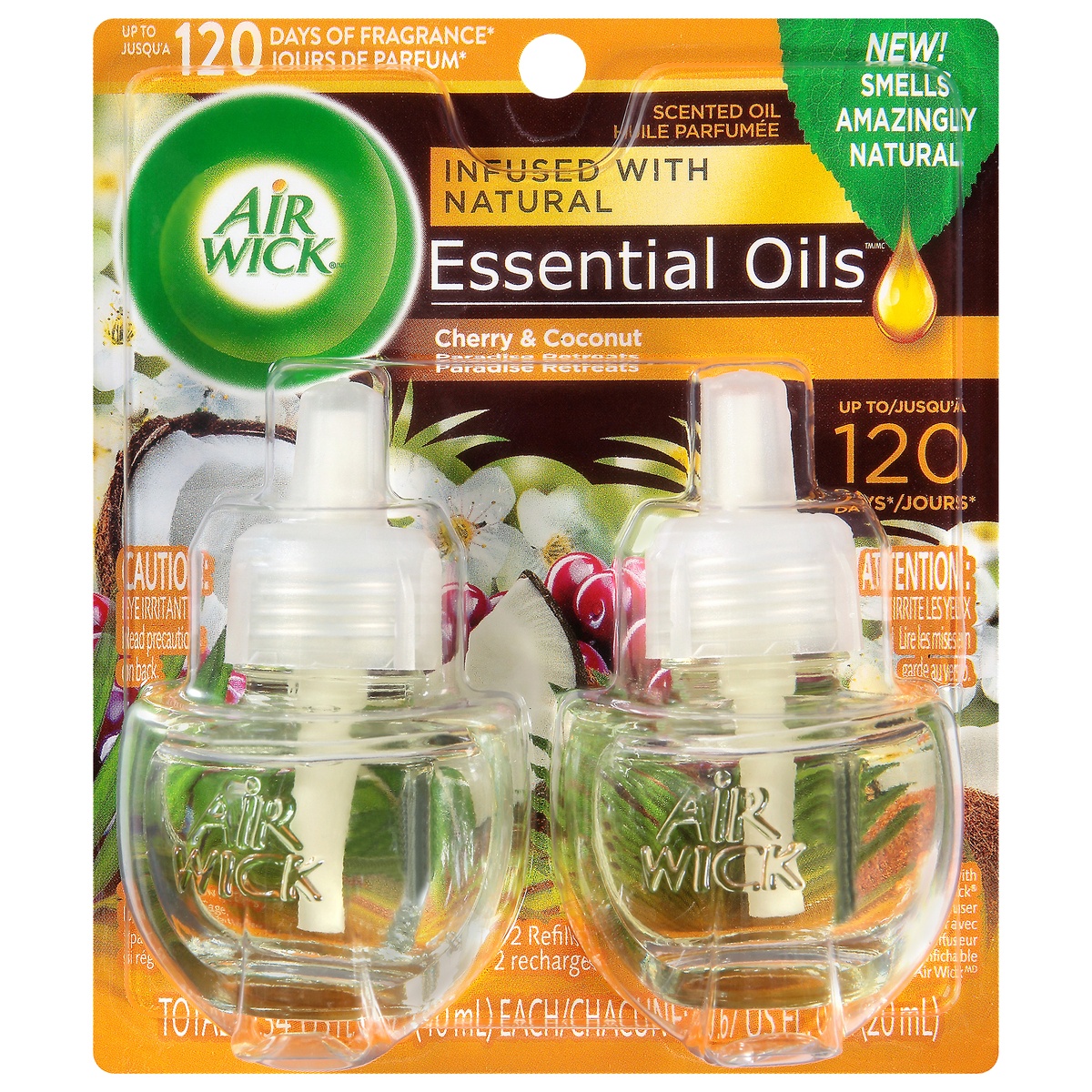 slide 1 of 1, Air Wick Life Scents Scented Oil Plug in Air Freshener Refills, Paradise Retreat With Coconut, Almond Blossom & Cherry Scent, 2 ct