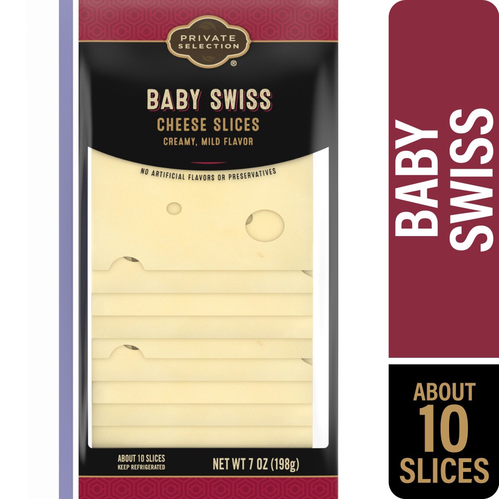 slide 1 of 4, Private Selection® Baby Swiss Cheese Slices, 7 oz