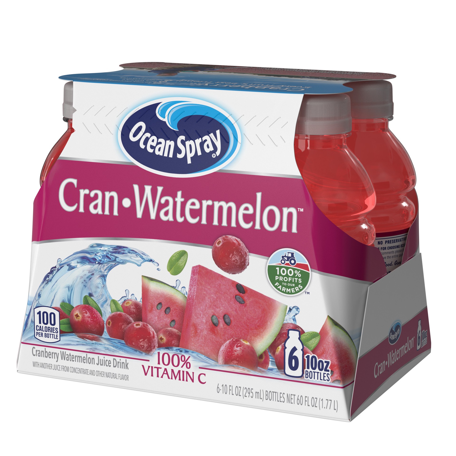 slide 10 of 10, Ocean Spray Cran-Watermelon™ Cranberry Watermelon Juice Drinks, 10 Fl Oz Bottles, 6 Count, 60 fl oz