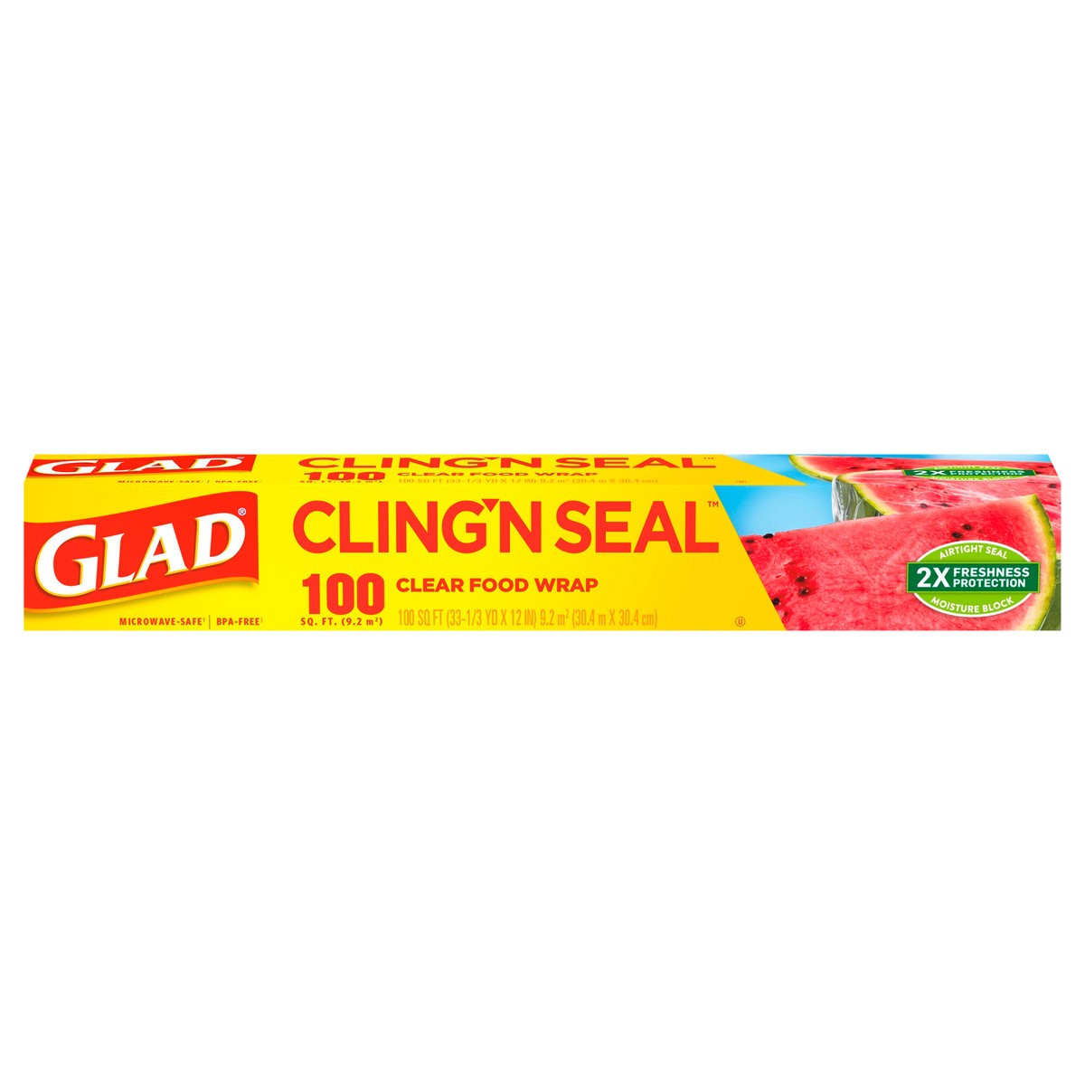 slide 1 of 9, Glad Cling ‘N Seal™ Plastic Food Wrap, 100 Square Foot Roll, 1 ct