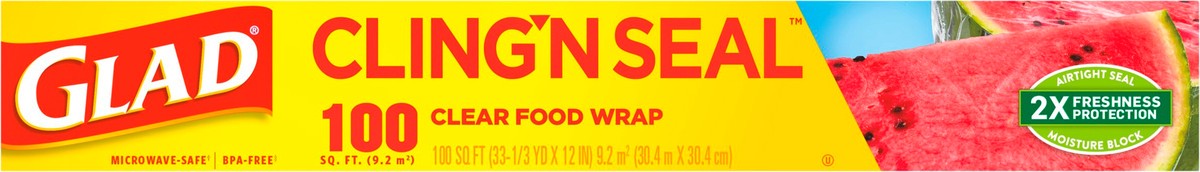 slide 7 of 9, Glad Cling ‘N Seal™ Plastic Food Wrap, 100 Square Foot Roll, 1 ct