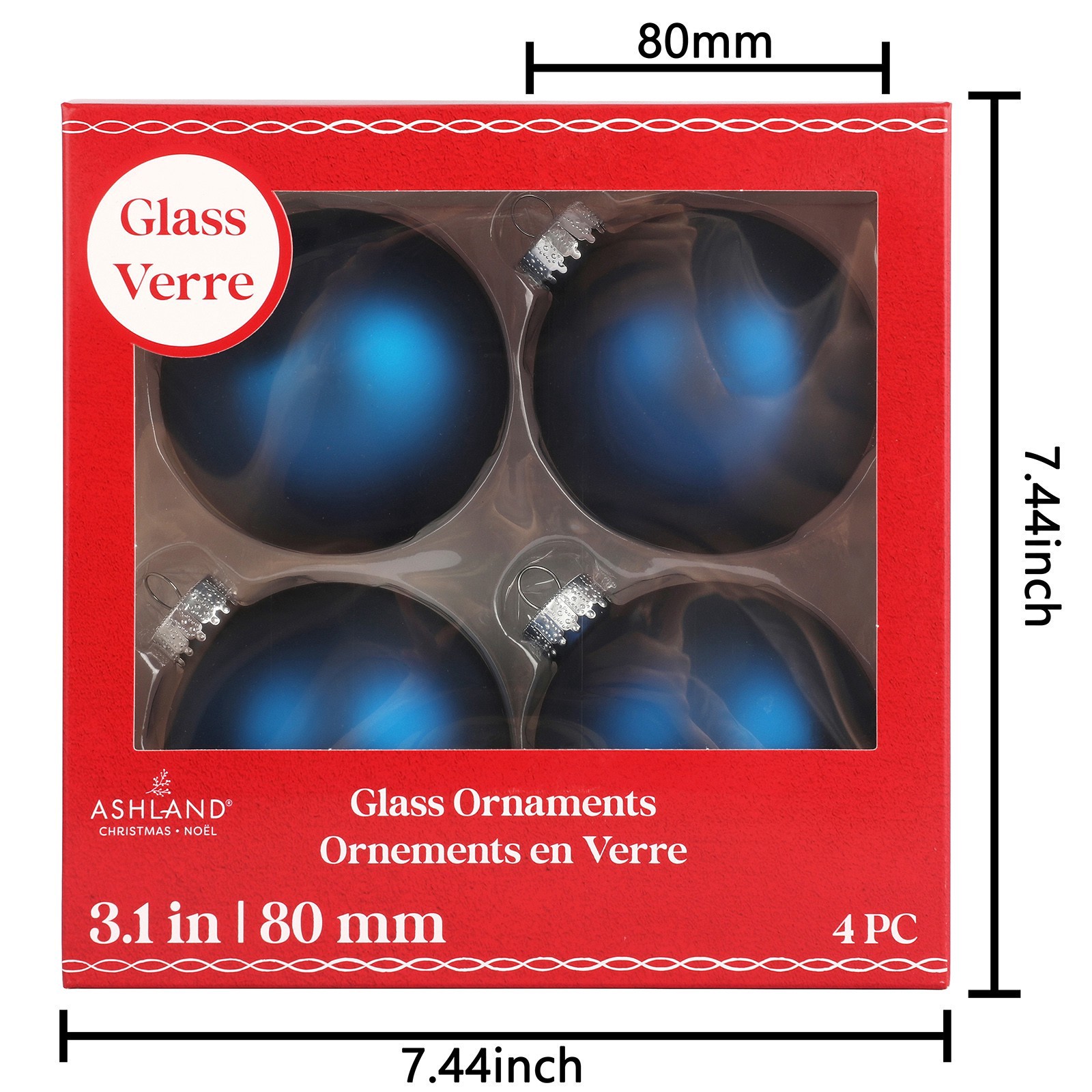 slide 3 of 3, 4 Pack 3.1" Satin Glass Ball Ornaments By Ashland, 4 ct