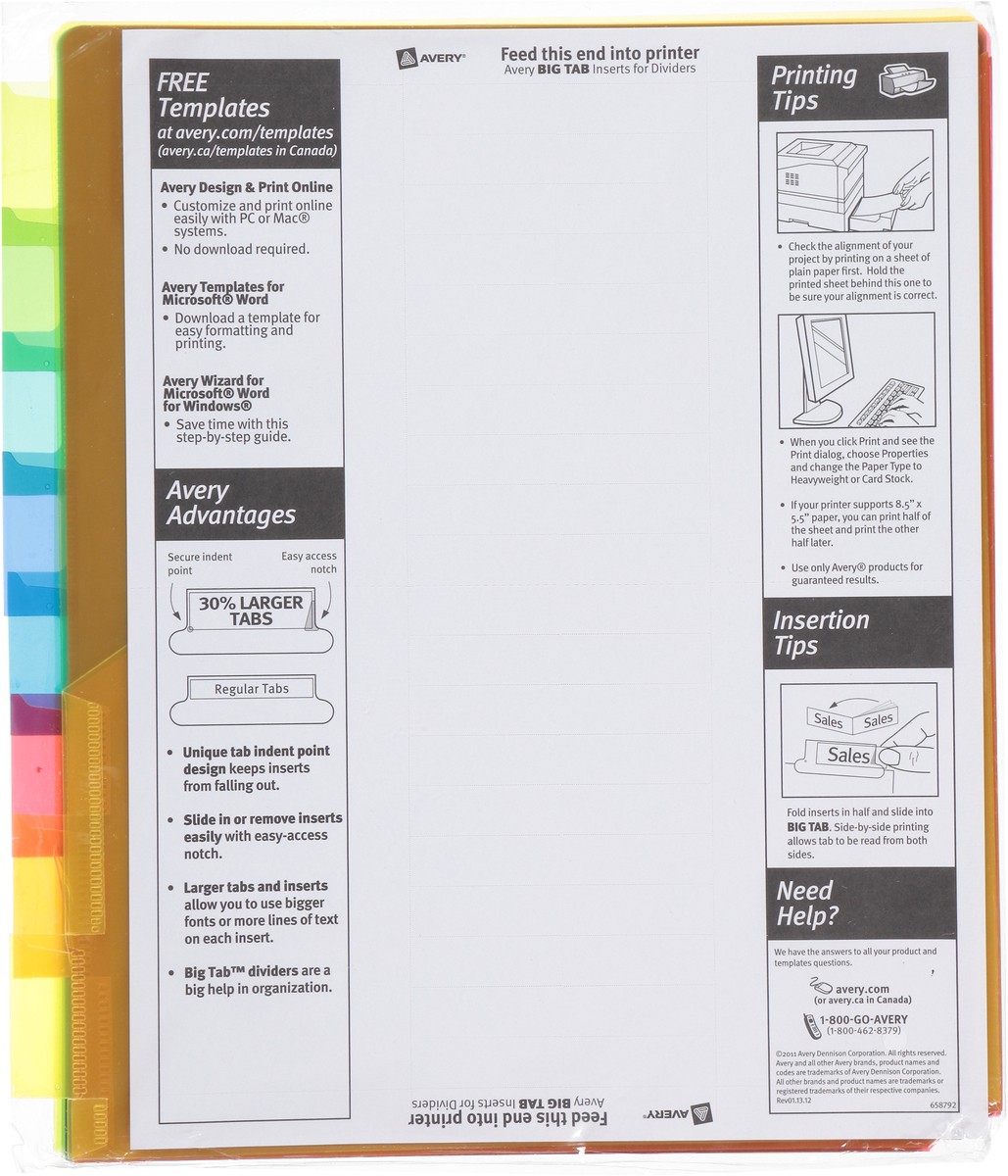 slide 10 of 11, Avery 8 Tab Plastic 11903 Dividers 1 ea, 1 ct