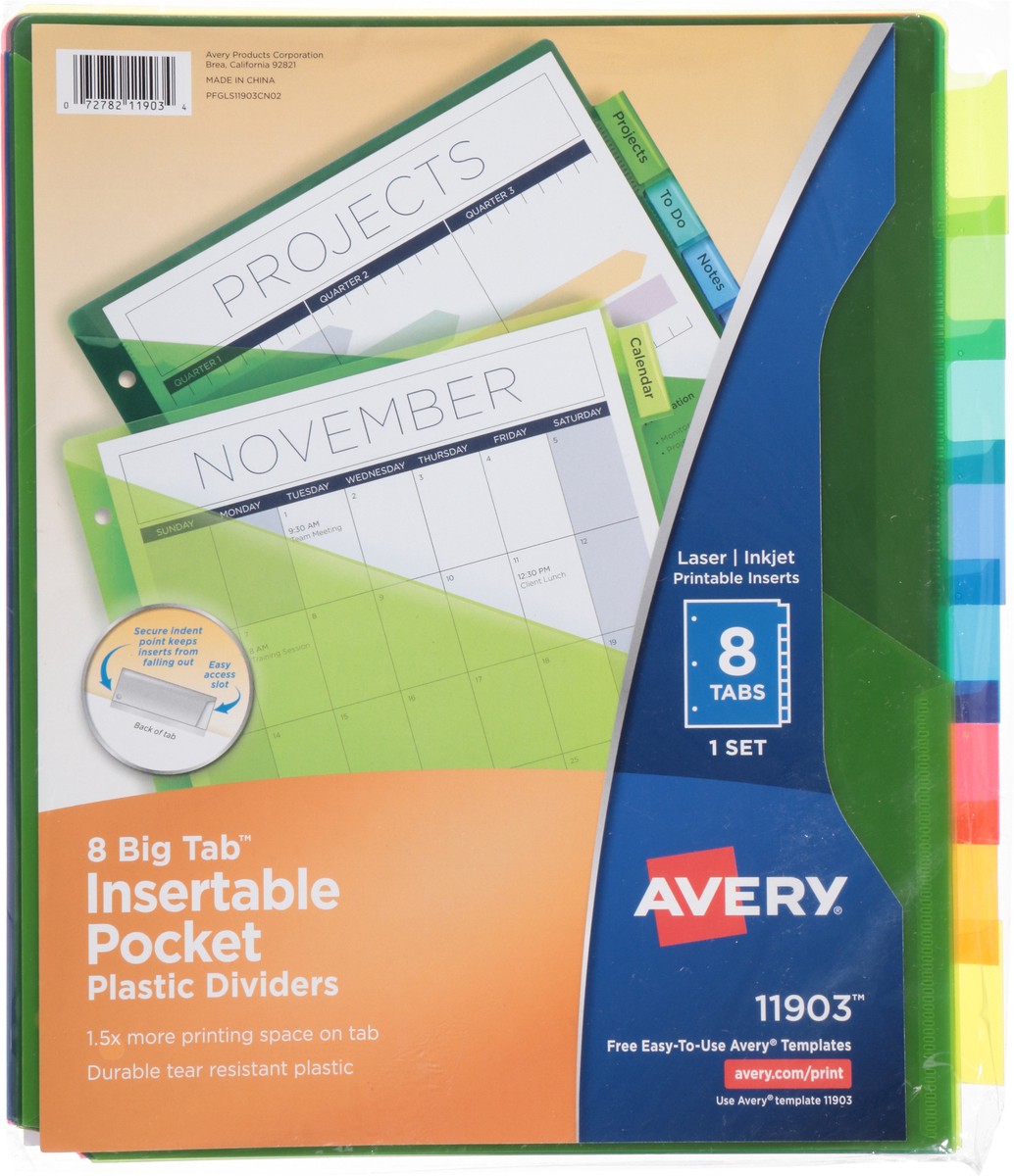 slide 4 of 11, Avery 8 Tab Plastic 11903 Dividers 1 ea, 1 ct