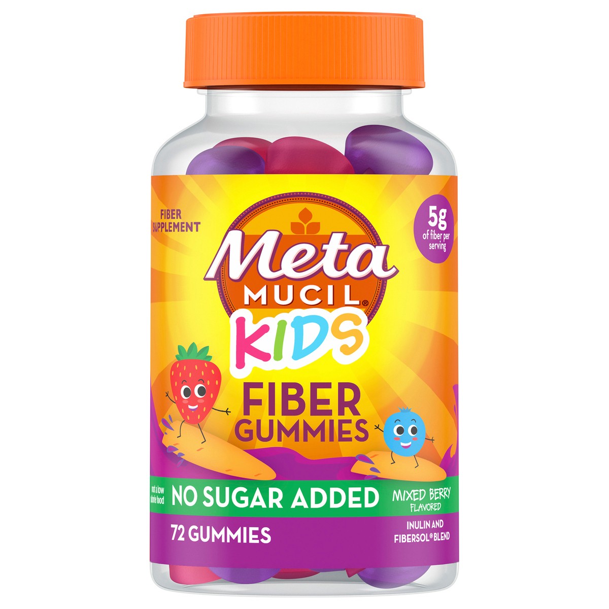 slide 1 of 5, Metamucil Kids Fiber Supplement Gummies, 72ct Gummies, 72 ct