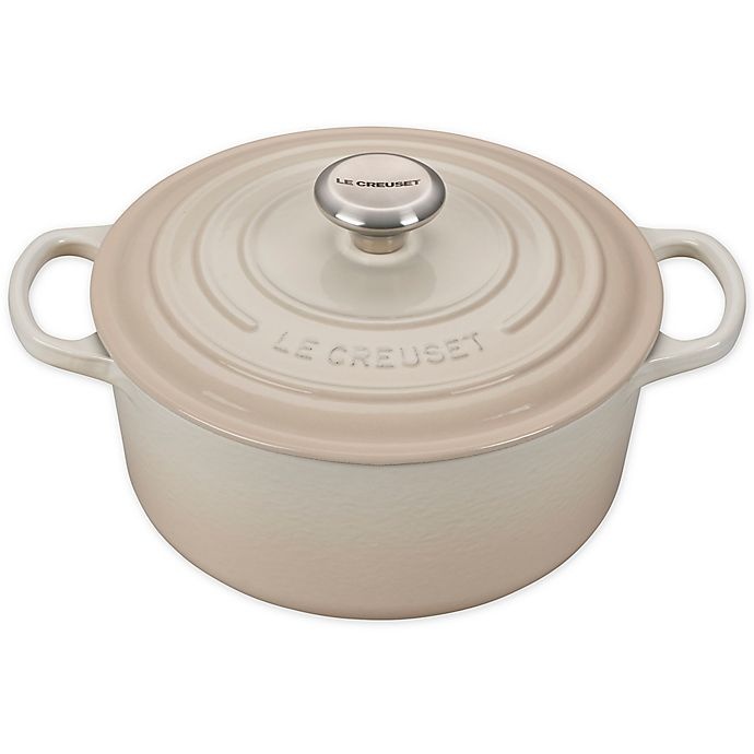 slide 1 of 1, Le Creuset Signature Round Dutch Oven - Meringue, 4.5 qt