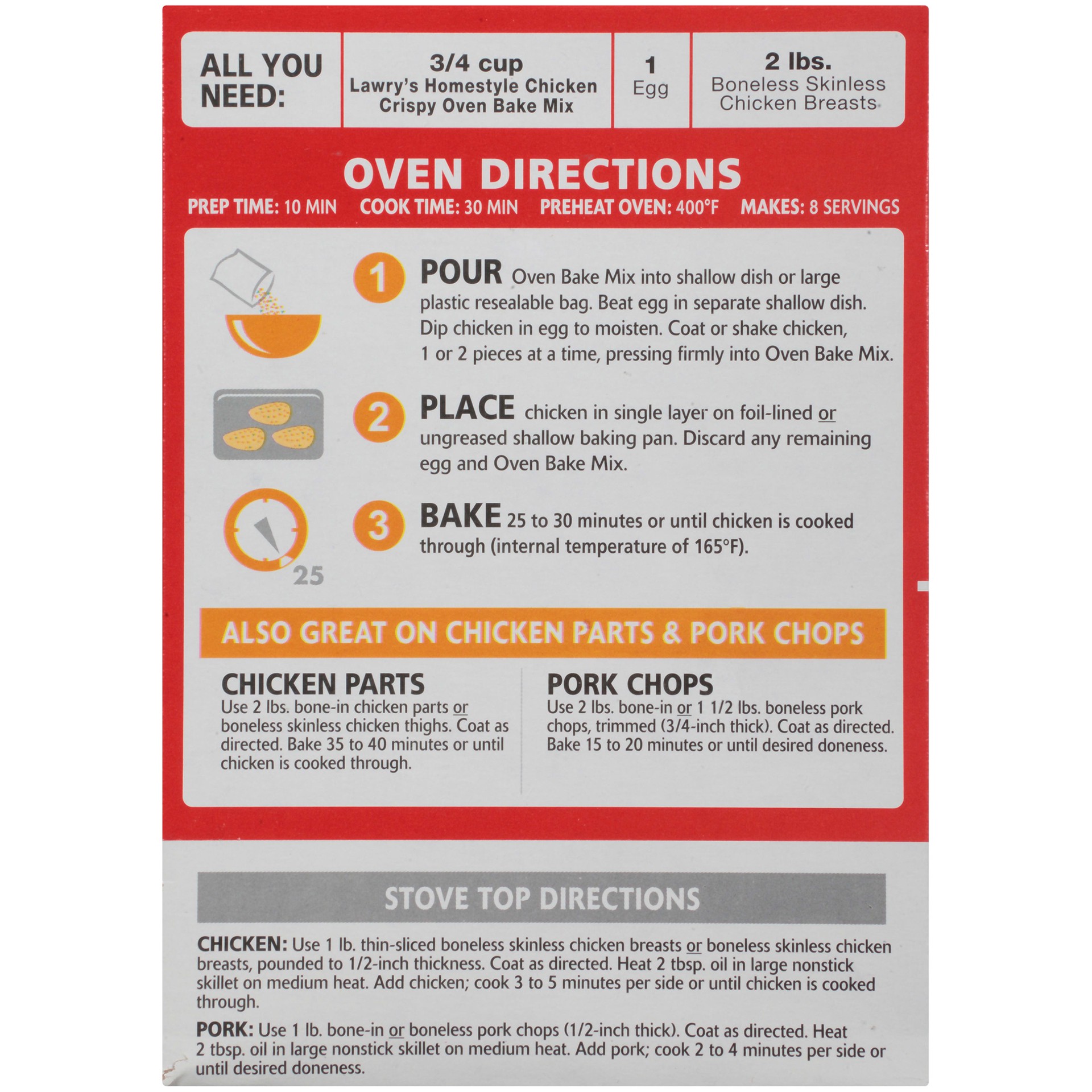 slide 3 of 5, Lawry's Homestyle Chicken Seasoned Crispy Oven Bake Mix, 5.5 oz, 5.5 oz