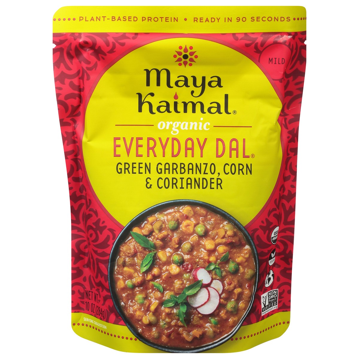 slide 10 of 14, Maya Kaimal Mild Organic Green Garbanzo/Corn/Coriander Everyday Dal 10 oz, 10 oz