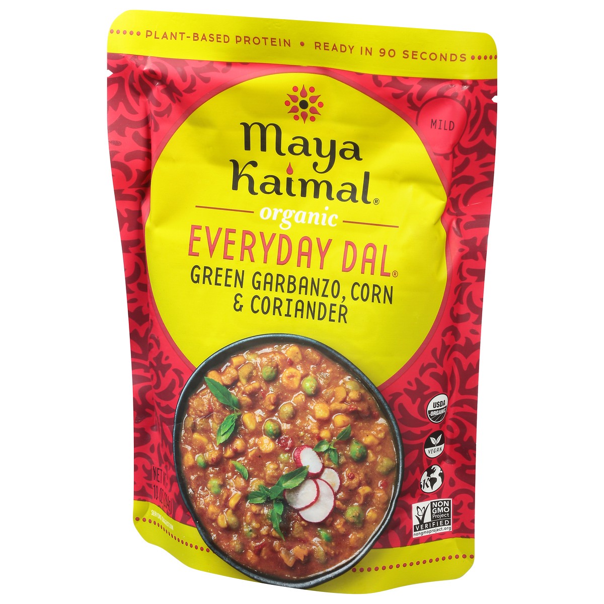 slide 11 of 14, Maya Kaimal Mild Organic Green Garbanzo/Corn/Coriander Everyday Dal 10 oz, 10 oz