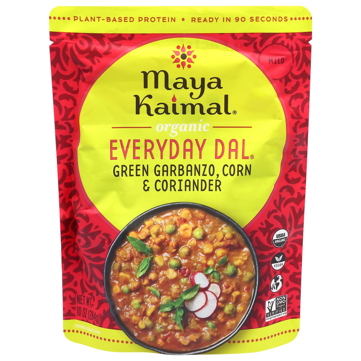 slide 1 of 14, Maya Kaimal Mild Organic Green Garbanzo, Corn & Coriander Everyday Dal 10 oz, 10 oz