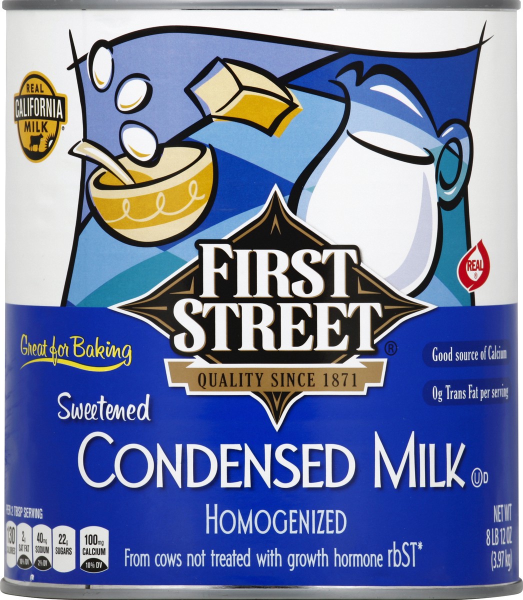 slide 6 of 6, First Street Sweetened Condensed Milk, 108 oz