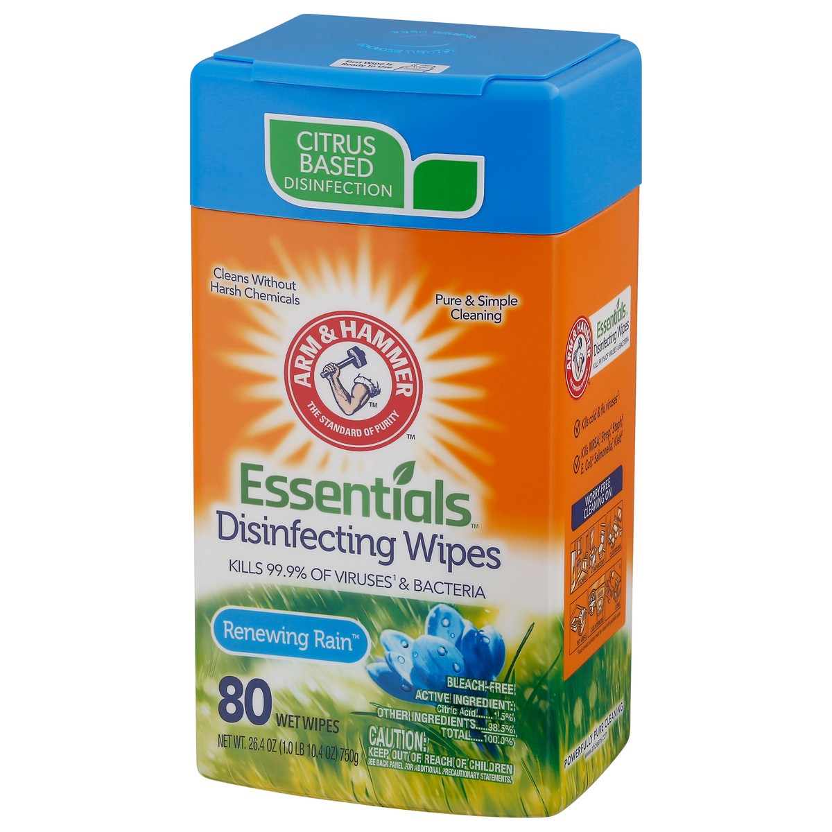 slide 6 of 12, ARM & HAMMER Arm & Ham Essentials Disinfecting Wipes Renewing Rain, 80 ct