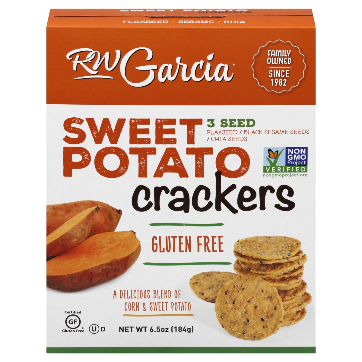 slide 1 of 1, RW Garcia 3 Seed Sweet Potato Crackers 6.5 oz, 6.5 oz