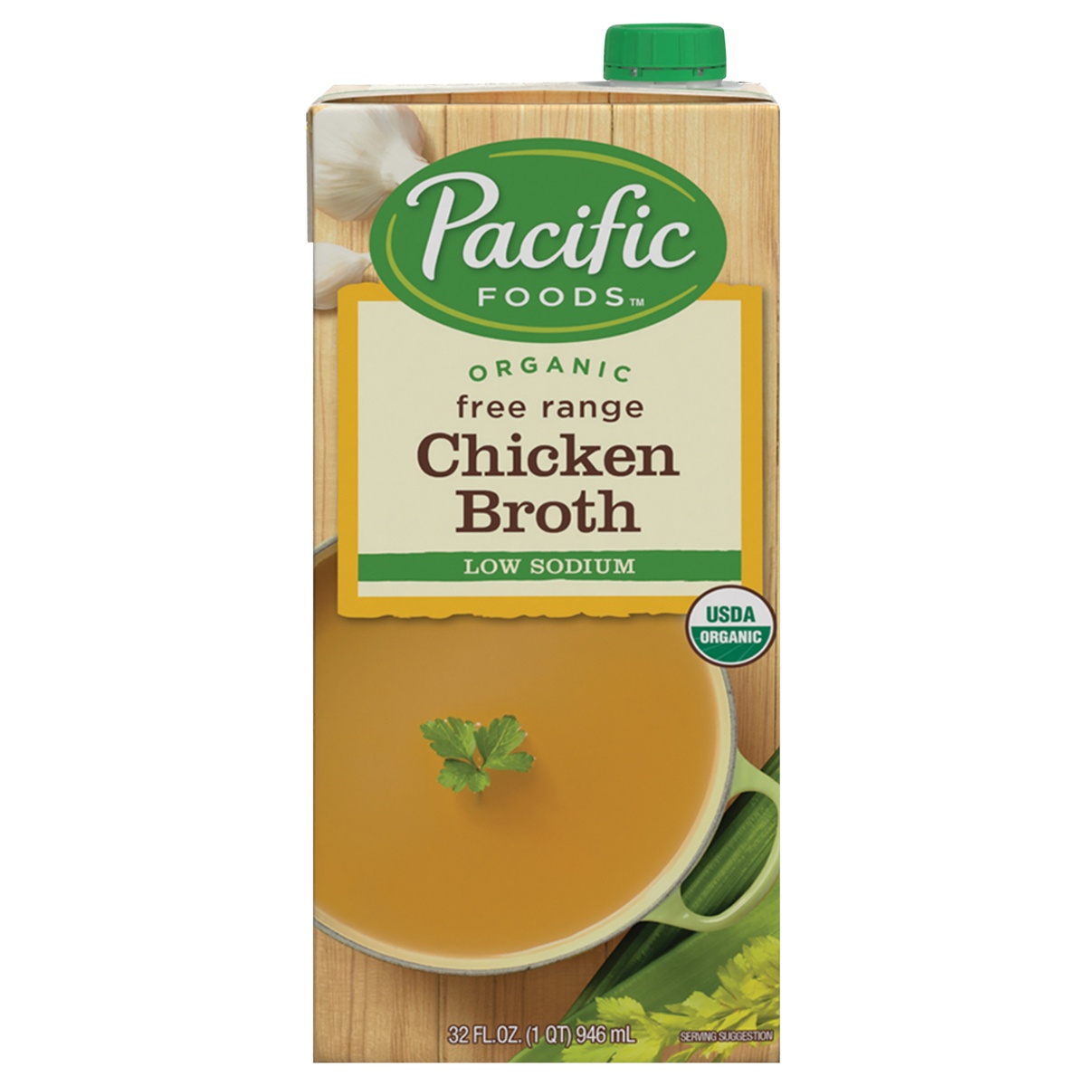 slide 1 of 10, Pacific Organic Free Range Low Sodium Chicken Broth, 32 fl oz