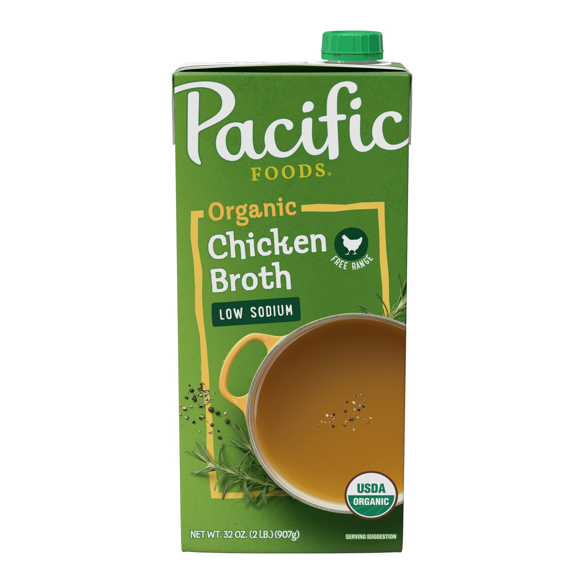 slide 1 of 5, Pacific Foods Low Sodium Organic Free Range Chicken Broth, 32 oz Carton, 32 oz