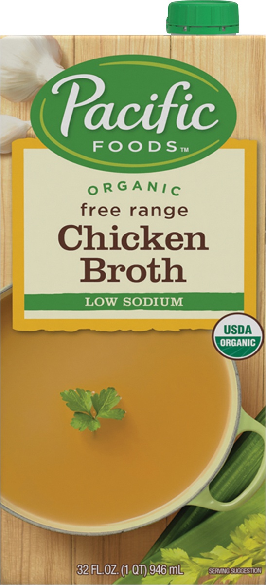 slide 8 of 10, Pacific Organic Free Range Low Sodium Chicken Broth, 32 fl oz
