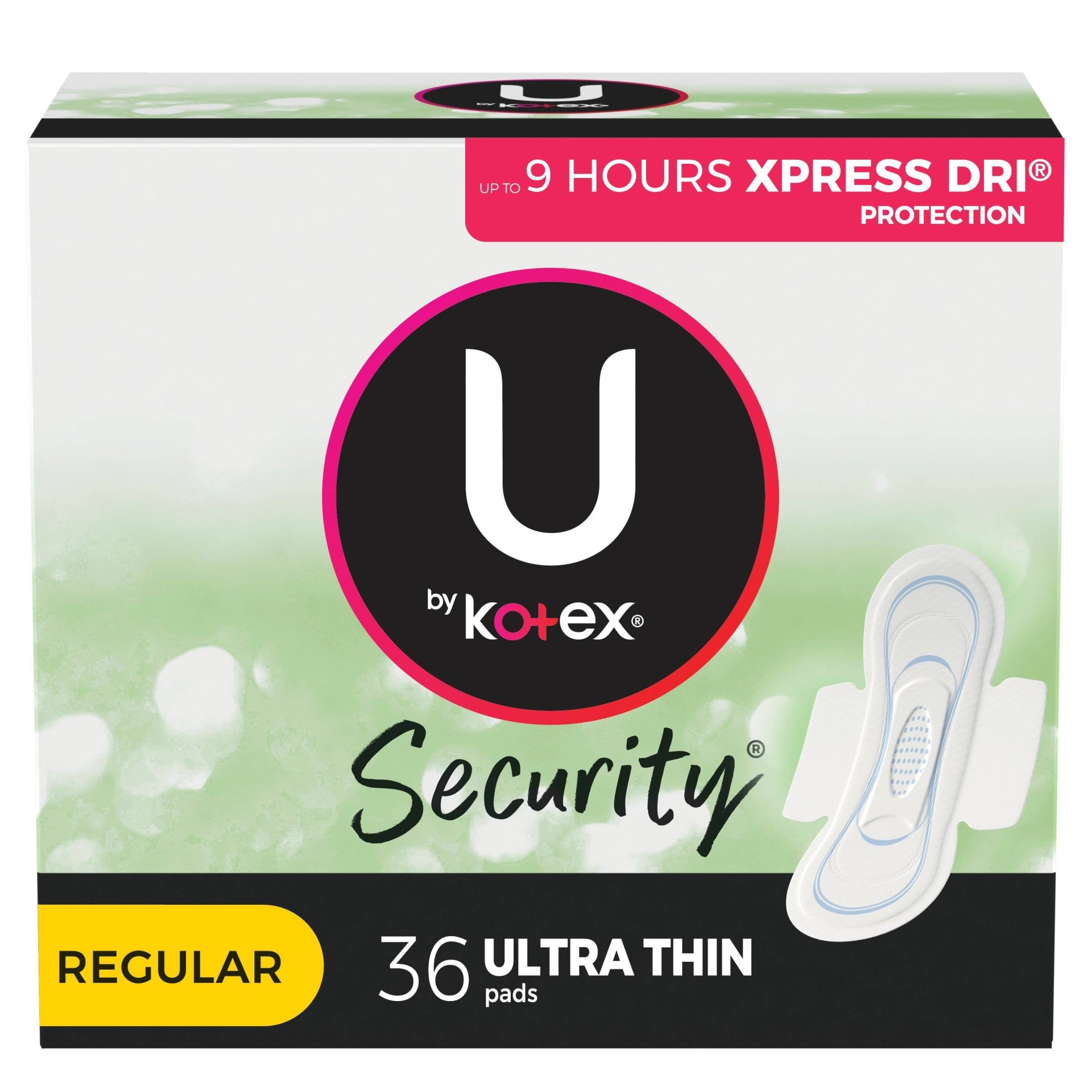 slide 1 of 1, Kotex U by Kotex Security Ultra Thin Pads with Wings, Regular Absorbency, 36 Count, 36 ct