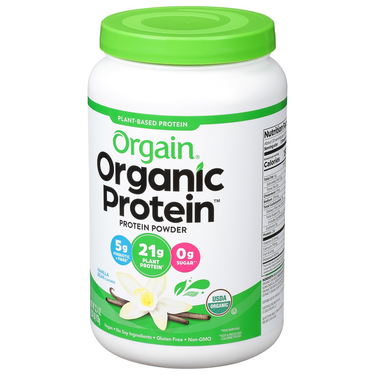 slide 9 of 9, Orgain Organic Vegan 21g Protein Powder, Plant Based Shake Drink, Vanilla Bean 2.03lb, 32.4 oz