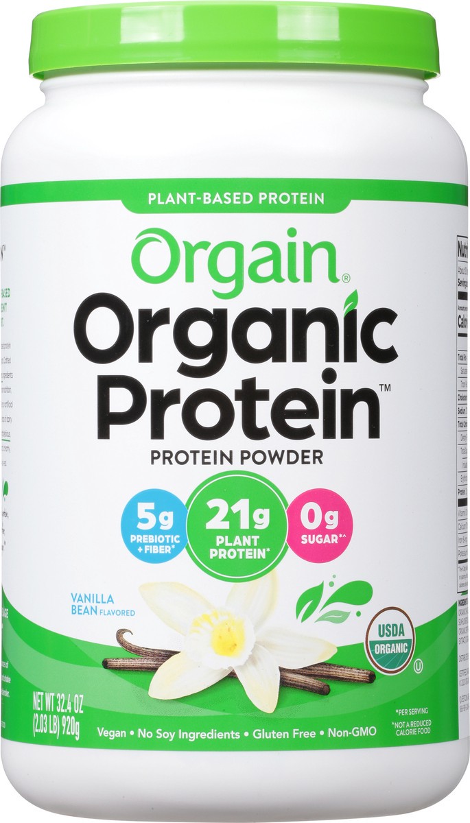 slide 5 of 9, Orgain Organic Vegan 21g Protein Powder, Plant Based Shake Drink, Vanilla Bean 2.03lb, 32.4 oz