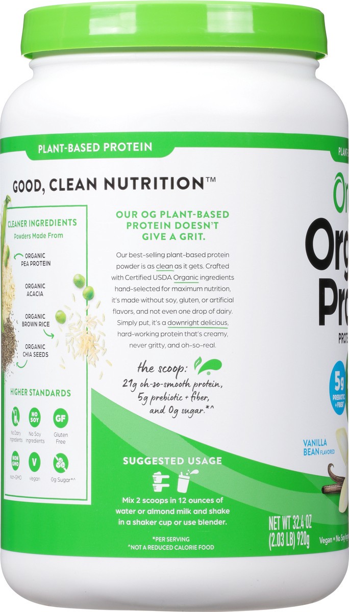 slide 4 of 9, Orgain Organic Vegan 21g Protein Powder, Plant Based Shake Drink, Vanilla Bean 2.03lb, 32.4 oz