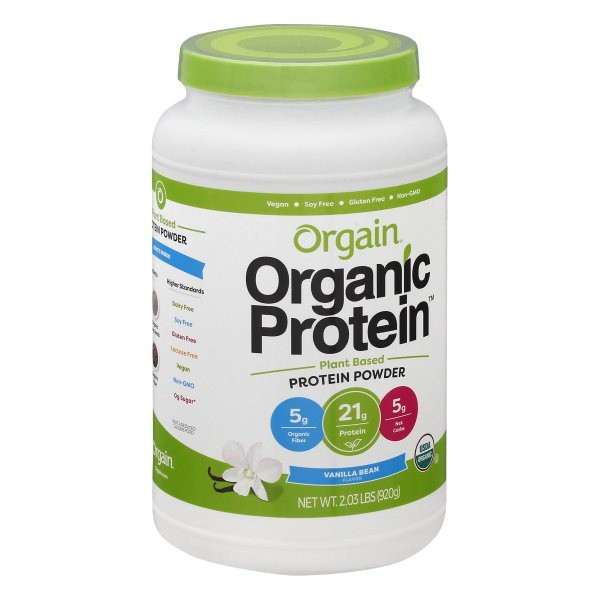 slide 1 of 9, Orgain Organic Vegan 21g Protein Powder, Plant Based Shake Drink, Vanilla Bean 2.03lb, 32.4 oz