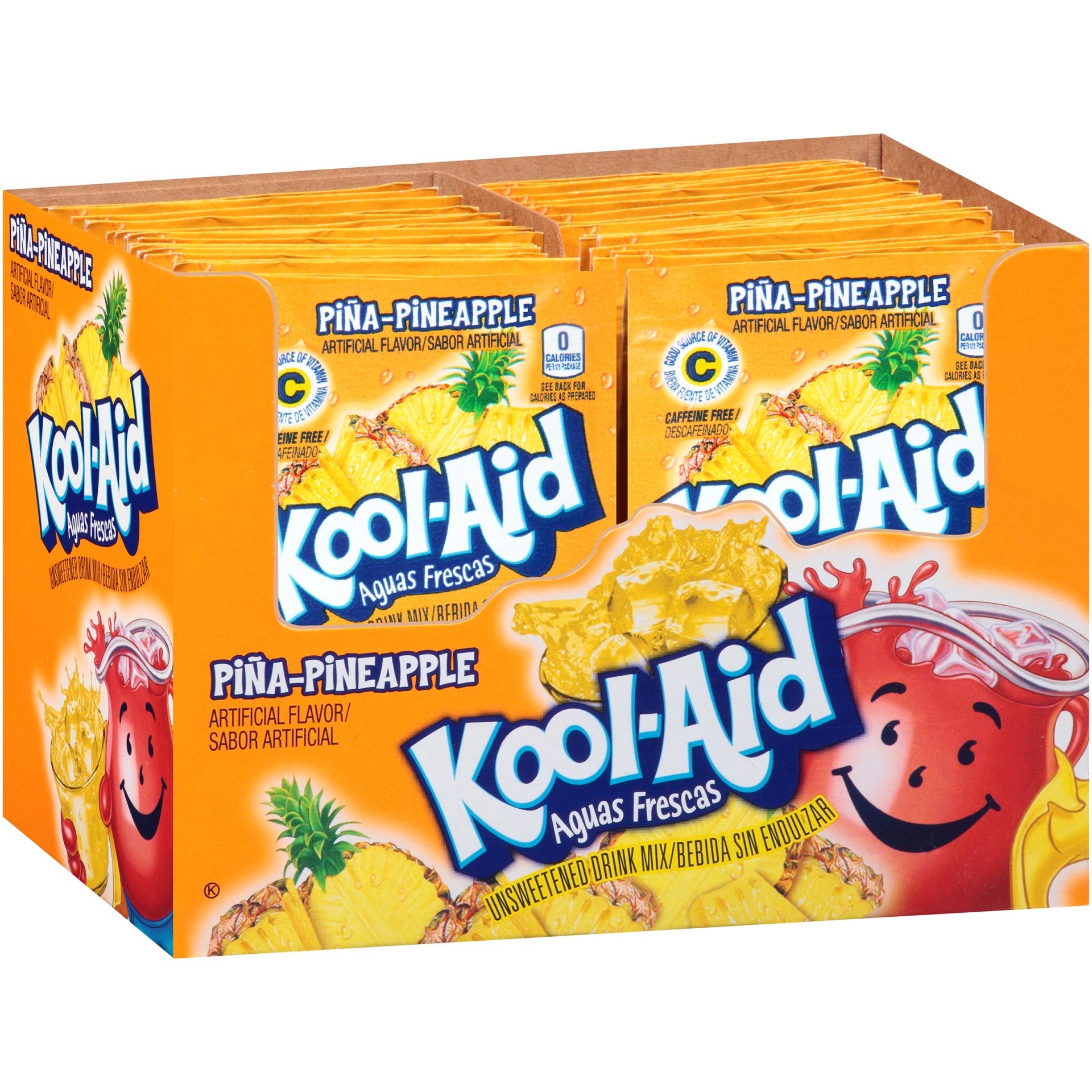 slide 2 of 6, Kool-Aid Aguas Frescas Unsweetened Pina-Pineapple Artificially Flavored Powdered Soft Drink Mix, 0.14 oz