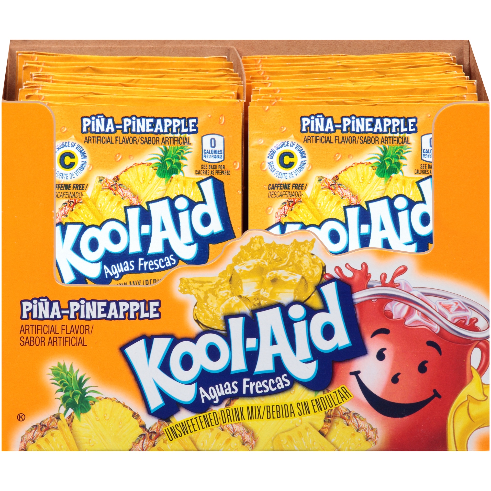 slide 1 of 6, Kool-Aid Aguas Frescas Unsweetened Pina-Pineapple Artificially Flavored Powdered Soft Drink Mix, 0.14 oz