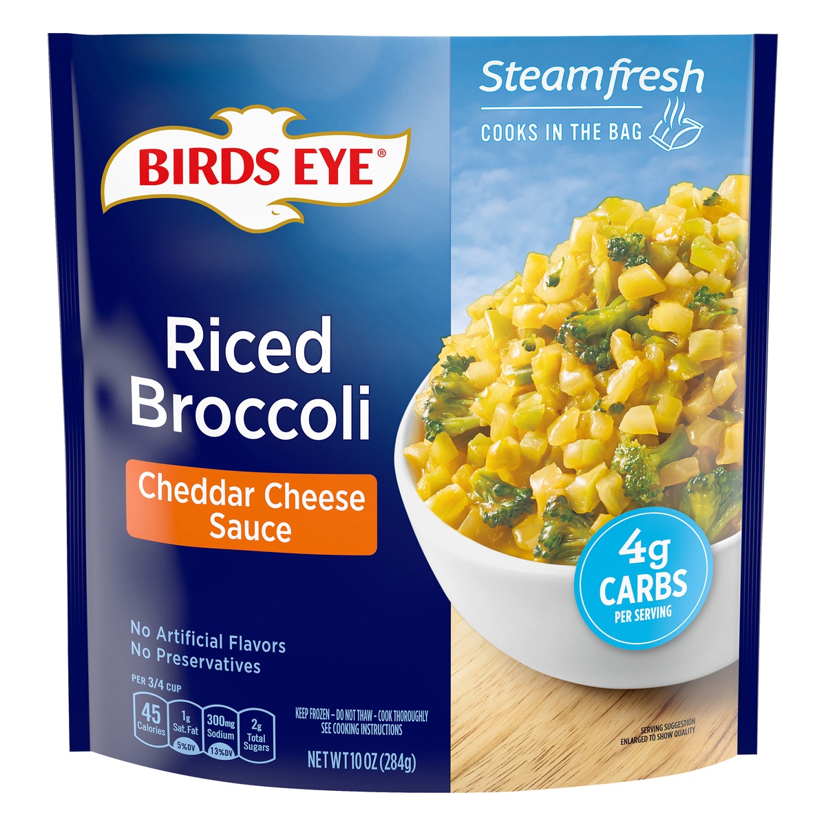 slide 1 of 1, Birds Eye Steamfresh Veggie Made Riced Broccoli with Cheddar Cheese Sauce, 10 oz