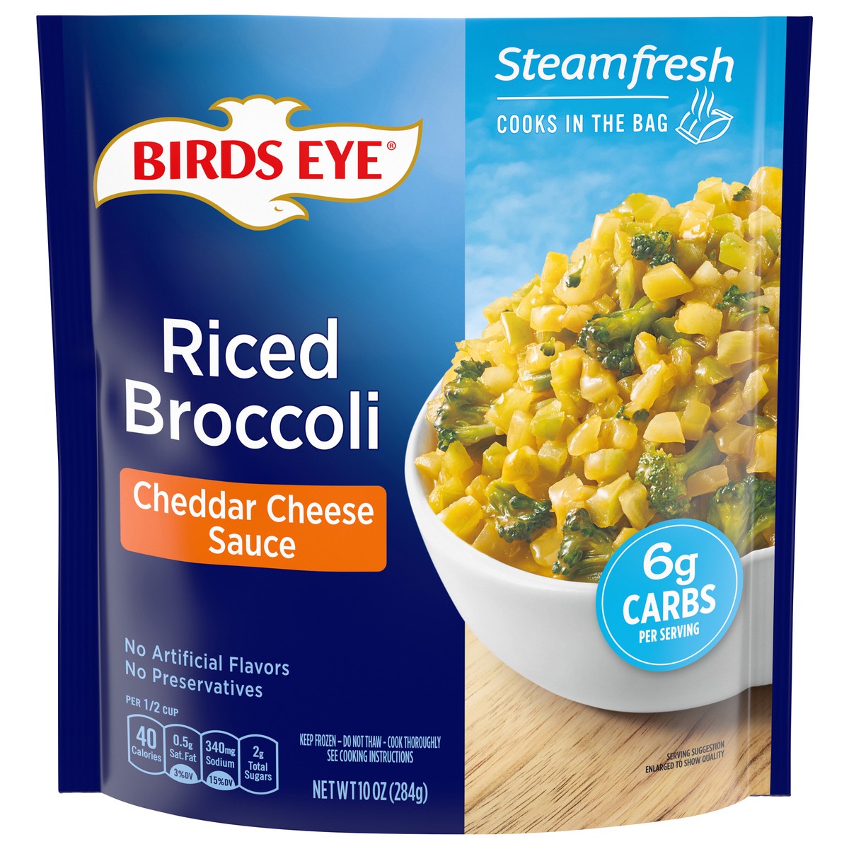 slide 1 of 7, Birds Eye SteamFresh Cheddar Cheese Sauce Riced Broccoli 10 oz, 10 oz