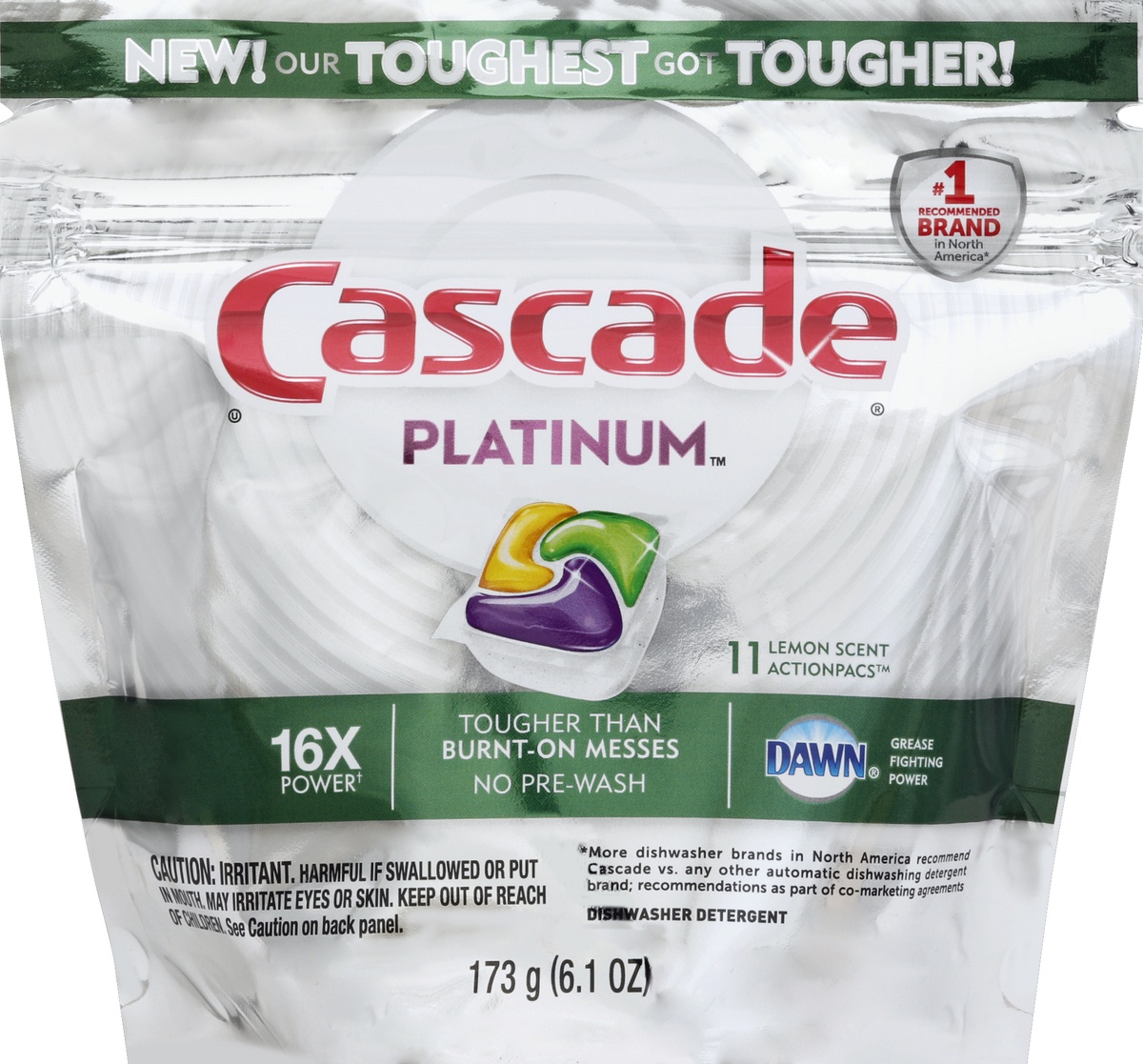 slide 1 of 2, Cascade Platinum Dawn Lemon Scent Action Pacs Dishwasher Detergent, 11 ct