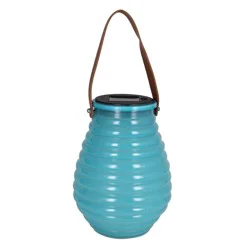 Hd Designs Outdoor Solar Glass Lantern Teal