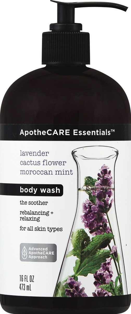 slide 5 of 6, ApotheCARE Essentials The Soother Lavender, Cactus Flower, Moroccan Mint Body Wash, 16 fl oz