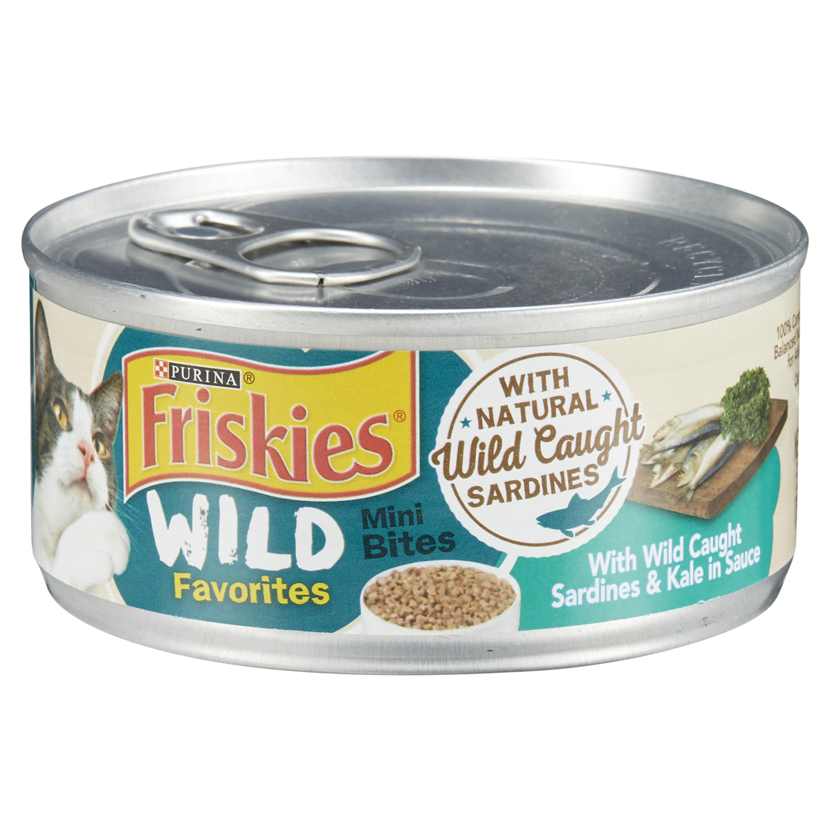 slide 1 of 1, Friskies Wild Favorites Mini Bites With Wild Caught Sardines & Kale In Sauce Wet Cat Food, 5.5 oz