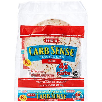 slide 1 of 1, H-E-B Carb Sense Flour Tortillas, 8 ct