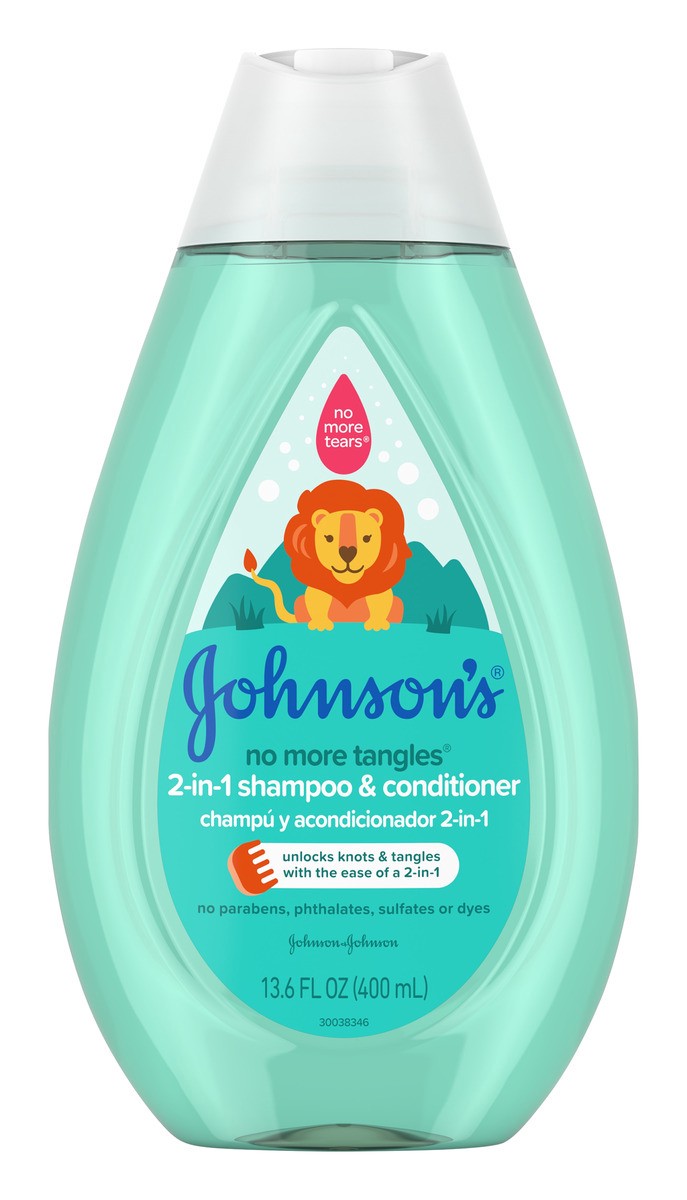 slide 1 of 6, Johnson's No More Tangles Detangling 2-in-1 Toddler & Kids Shampoo & Conditioner, Gentle No More Tears Formula, Hypoallergenic and Free of Parabens, Phthalates, Sulfates and Dyes, 13.60 fl oz