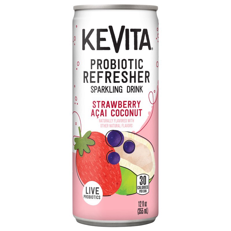 slide 1 of 5, Kevita Sparkling Drink, Strawberry Acaí Coconut, Probiotic Refresher, 12 oz
