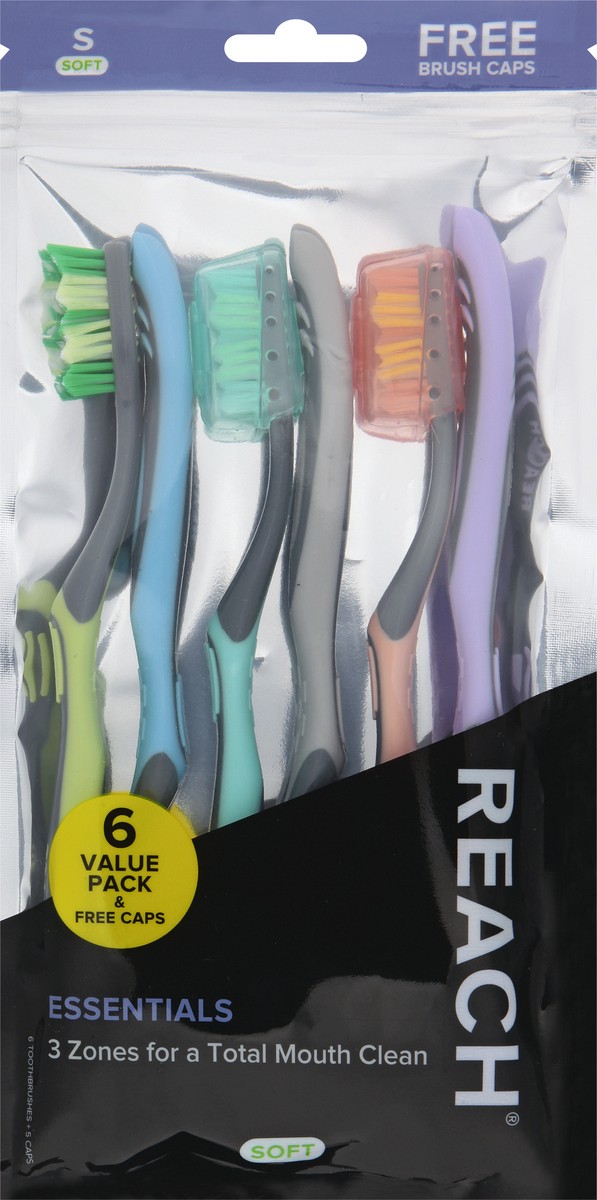 slide 4 of 11, REACH Essentials Toothbrush, 6 ct, 6 ct