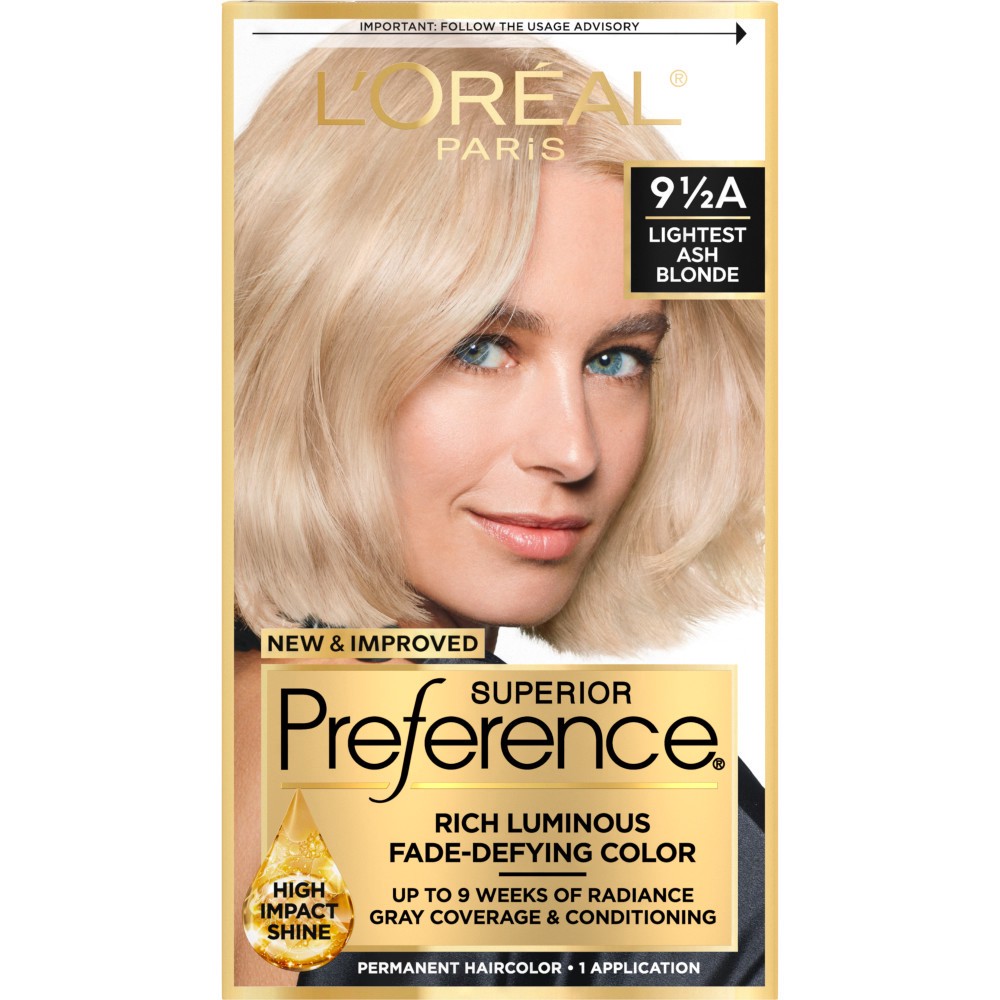 slide 1 of 1, L'Oréal Superior Preference Fade-Defying Color + Shine System - 6.5 fl oz - 9.5A Lightest Ash Blonde - 1 kit, 6.5 fl oz