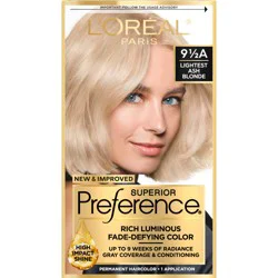 L'Oréal Superior Preference Fade-Defying Color + Shine System - 6.5 fl oz - 9.5A Lightest Ash Blonde - 1 kit