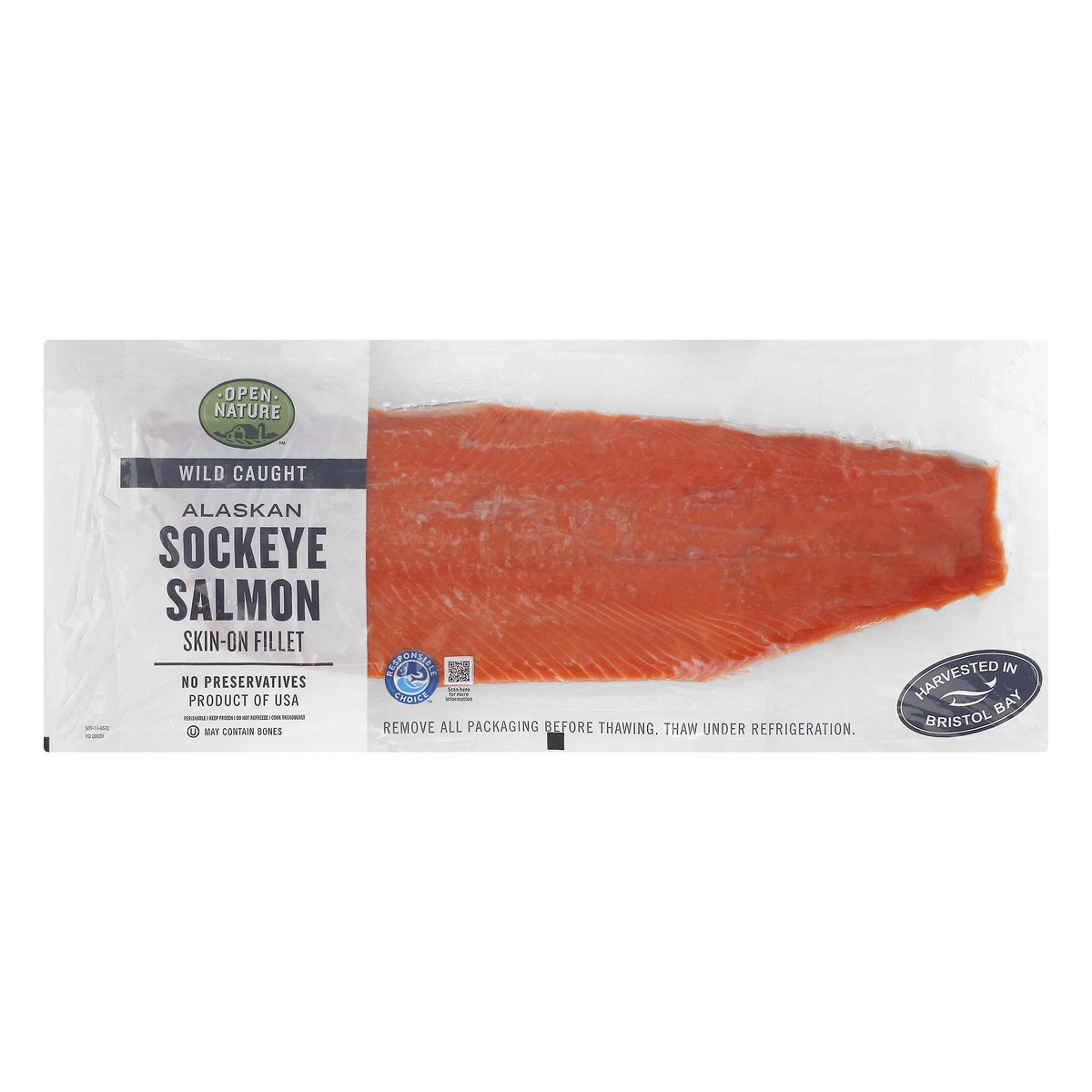 slide 3 of 4, Open Nature Skin On Wild Caught Alaskan Sockeye Salmon Fillet - 1 Lb, per lb