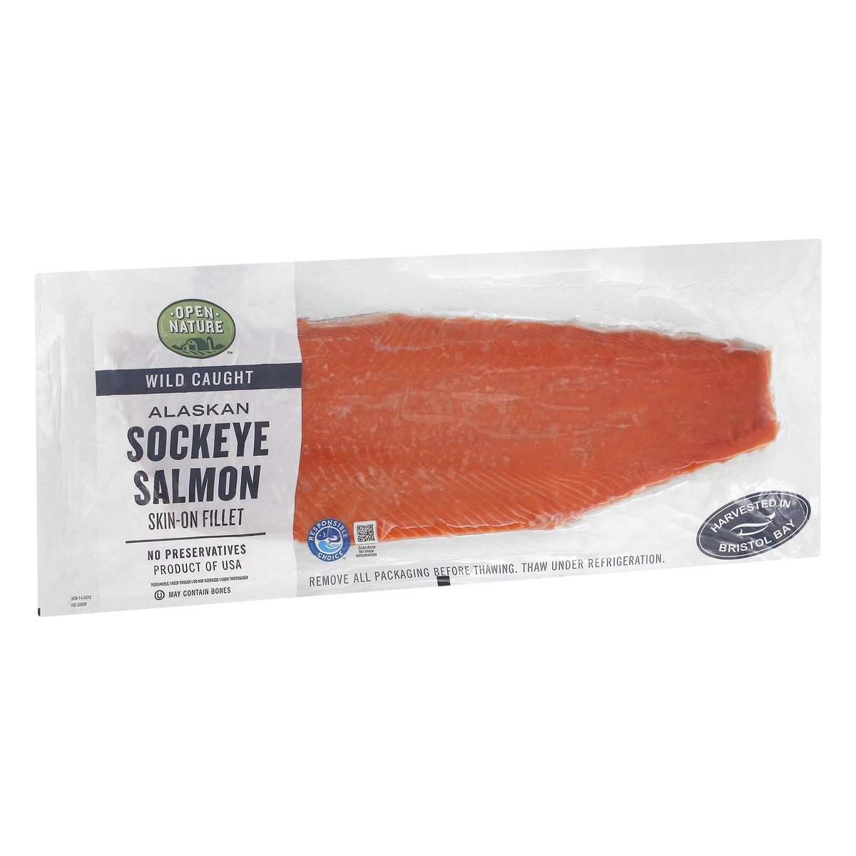 slide 4 of 4, Open Nature Skin On Wild Caught Alaskan Sockeye Salmon Fillet - 1 Lb, per lb