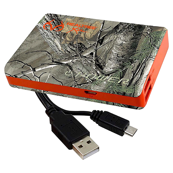 slide 1 of 1, Realtree Dual USB 5V 1.0A and 2.0 A Lithium Power Bank - 4400mAH - 20 Hours Talk Time, 1 ct