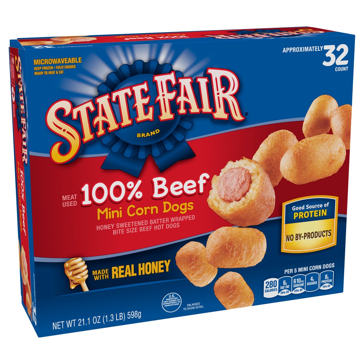 slide 5 of 8, State Fair Beef Mini Corn Dogs, Frozen, 32 Count, 598.17 g