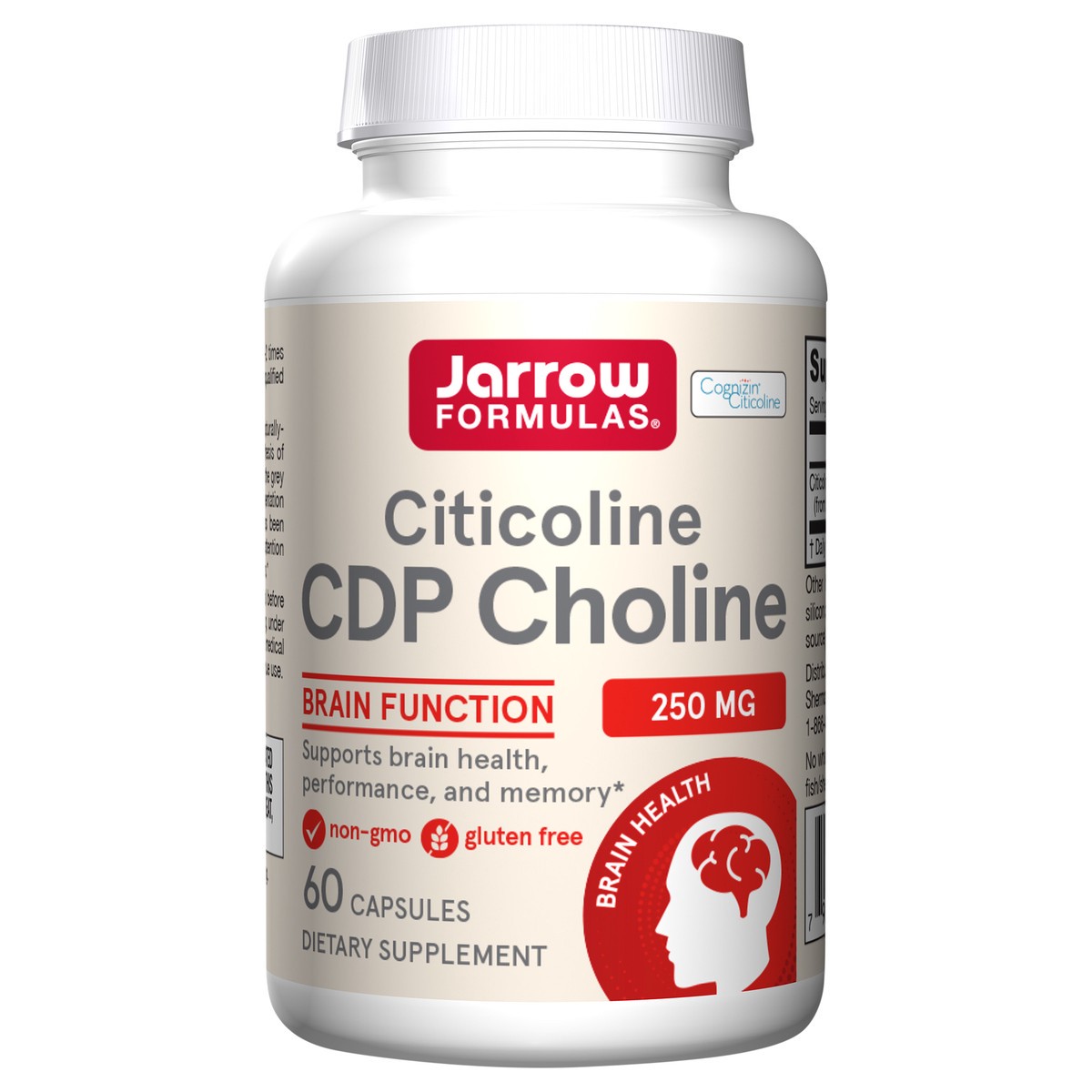 slide 1 of 2, Jarrow Formulas Citicoline (CDP Choline) 250 mg - 60 Capsules - Supports Brain Health & Attention Performance - Dietary Supplement - Up to 60 Servings, 1 ct