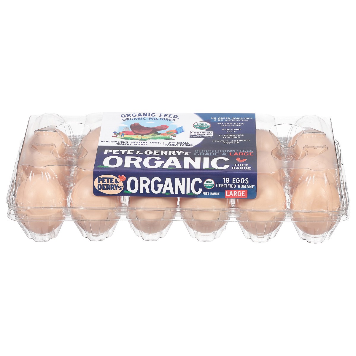 slide 1 of 1, Pete and Gerry's Pete And Organic Eggs Large, 18 ct