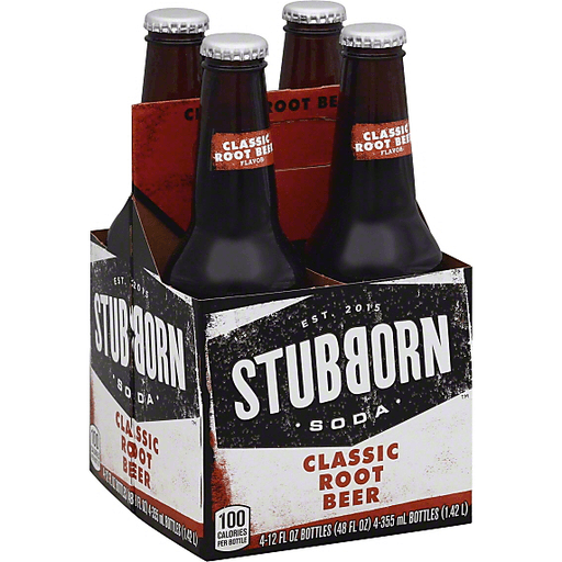 slide 2 of 2, Stubborn Soda Classic Root Beer Glass Bottles, 4 ct; 12 fl oz